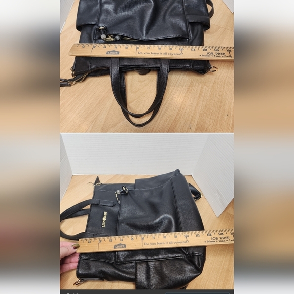 Lily Jade Brittany Vegan Leather Black Convertible Tote Bag Backpack - Picture 15 of 16